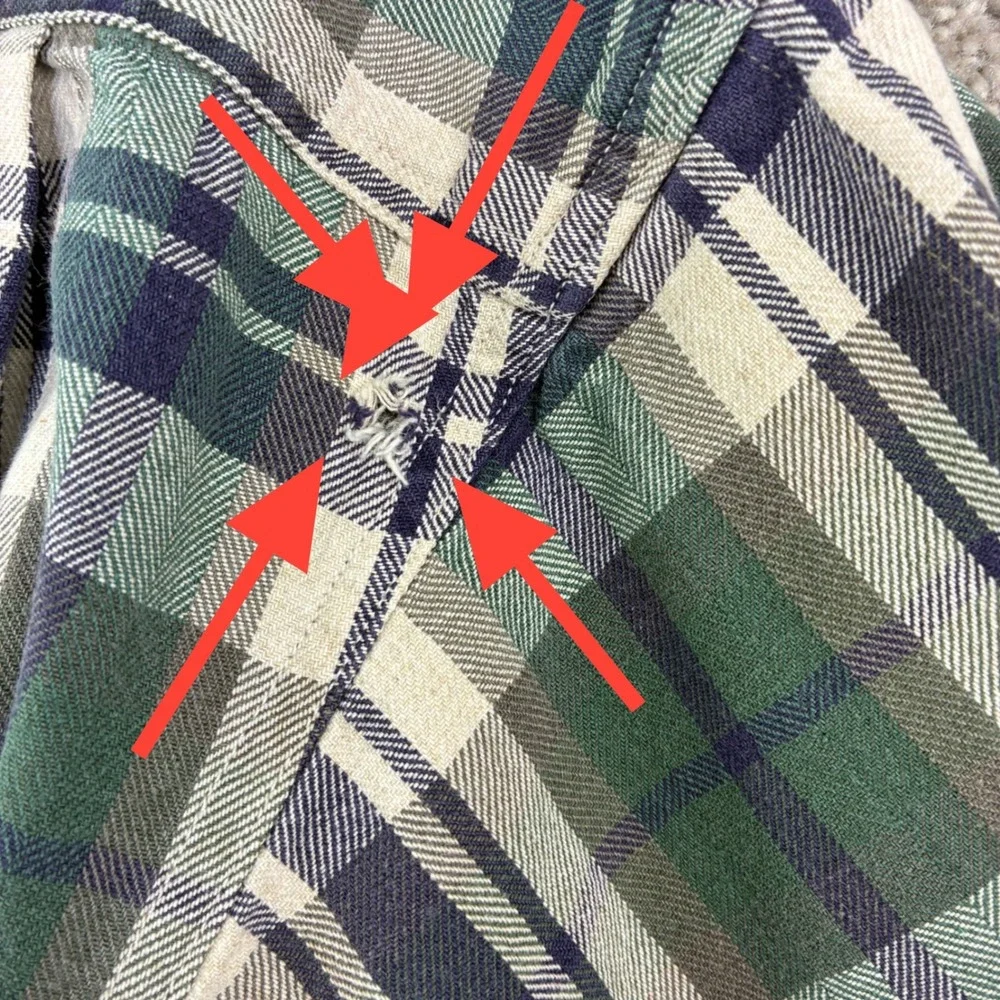 Banana Republic Flannel Shirt Size L Green Plaid Vintage USA Made Cotton
